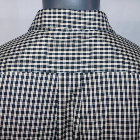 Eddie Bauer Mens 2XL Black Cream Check Plaid Long Sleeve Button Front Shirt - Picture 7 of 9